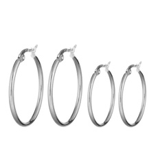 Sterling, Steel, Hoop Earring, Jewelry