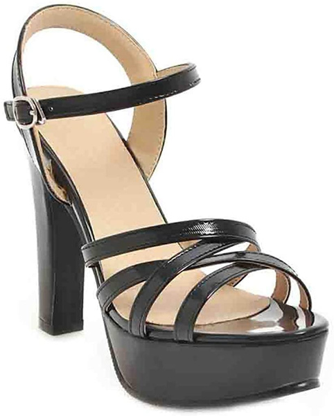 Women's Platform High Heel Sandals Strappy Open Toe Ankle Strap Chunky ...