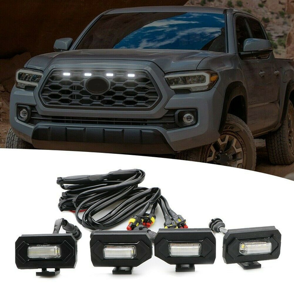 For 2020-21 Toyota Tacoma TRD Pro Smoke Lens LED Grille Light Kit White ...