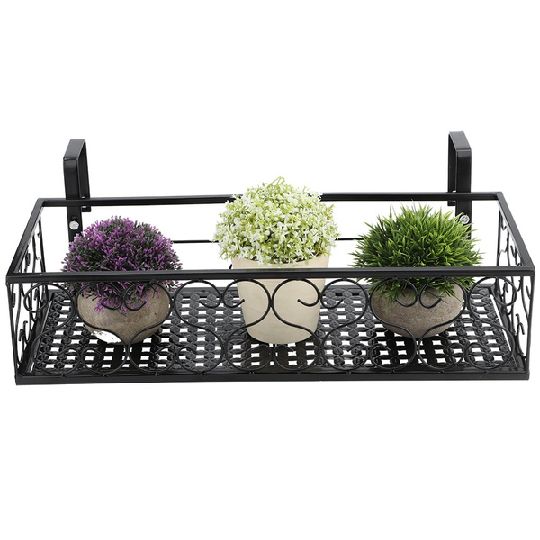 Hot Iron Balcony Hanging Flower Rack Pot Stand Plant Storage Railing ...