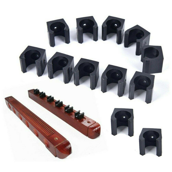 12X Billiards Cue Rack Pool Stick Holder Clamp Wall-Mount Hanger Clips ...