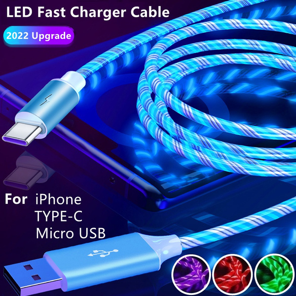 Glowing Led Cable Fast Charging Cable Micro Usb Type C High Speed Data Transfer Cable For Iphone 1720