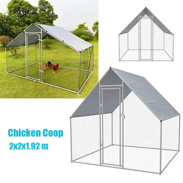 Large Metal Chicken Coop Walkin Poultry Cage Chicken Run Dog Kennel