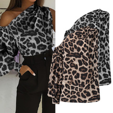 blouse, off shoulder top, Fashion, leopard print