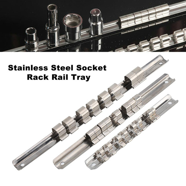 Stainless Steel 8 Positions Socket Rack Storage Rail Tray Holder Tool ...
