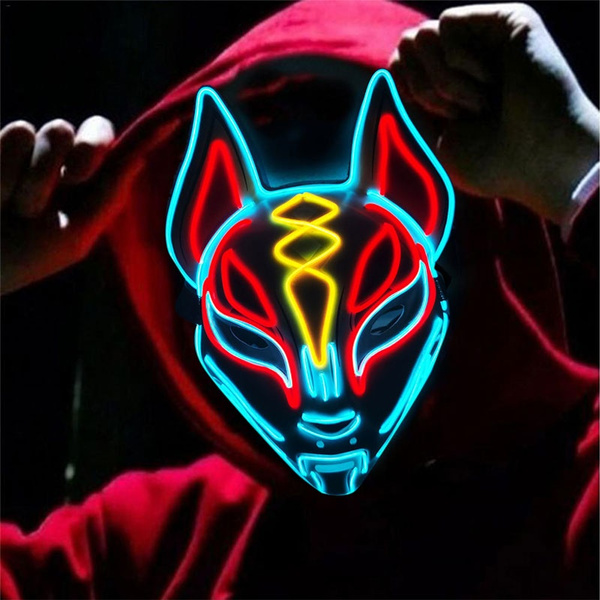 Fox Mask Neon Led Light Cosplay Mask Halloween Party Rave Led Mask | Wish