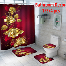 golden, bathroomrugset, Flowers, bathroomdecor