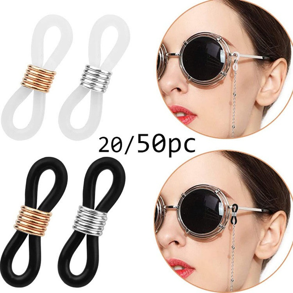 20/50Pcs Adjustable AntiSlip Eyeglass Chain Ends Retainer Rubber