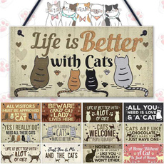 catsign, Funny, Home & Kitchen, woodencraft