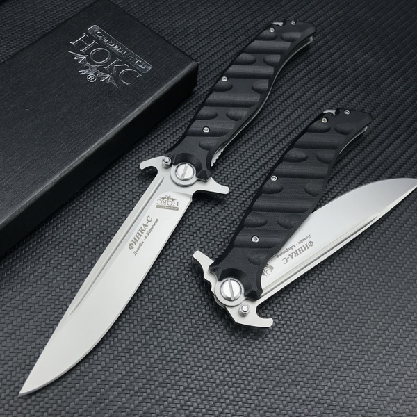 RUSSIA Knife HOCK NOKS FINKA Bearing Flipper Folding Knives D2 Blade ...