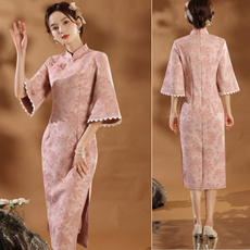 Chinese, fauxsuedecheongsam, Dress, Women's Fashion
