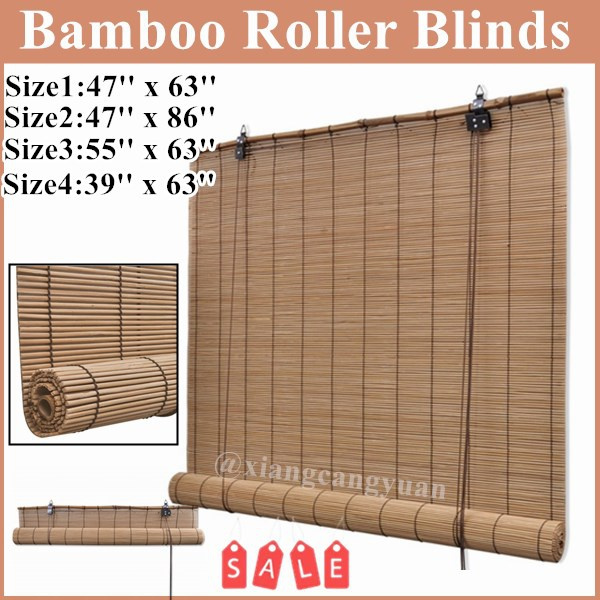 Light Filtering Roller Shade Bamboo Roll Up Window Blind Sun Shade 