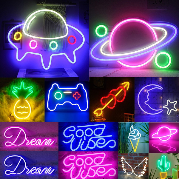 Large Size LED Neon Light Sign with Back Panel USB Neon Sign Light Wall Art  Decorative Hanging Sign for Bar Bedroom Living Room Kid's Room Party Home  Decor