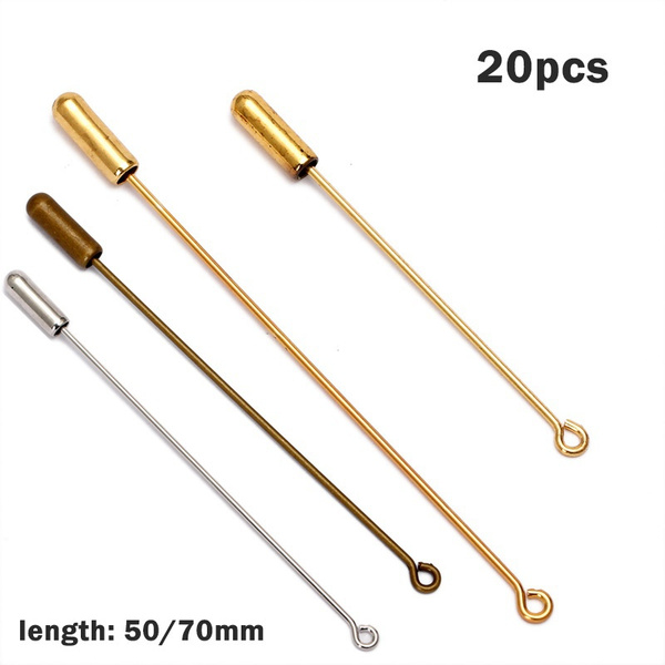 20pcs 50/70mm Length Loop Eye Brooch Pin Copper Brooch Needles Safety ...