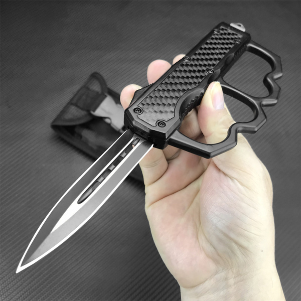 Tactical Brass Knuckle Spring Assisted Double Action Knife Tactical ...