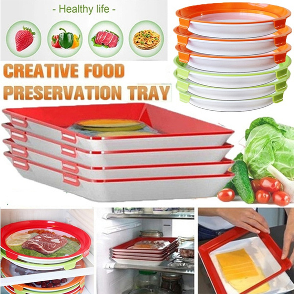 Food Saver Storage Tray, Sealable Preservation Mealsaver Silitray Zero  Waste Smart Creative Reusable Trays, Keep Your Food Fruit Vegetable Meat  Fresh in Kitchen Refrigerator Freezer, Zero Waste Silicone Tupperware  Organizer Containers