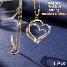 Heart, DIAMOND, Jewelry, necklaceandearring