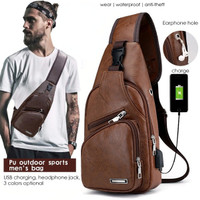 Men's Chest Bag Casual Outdoor Travel USB Charging Port Sling Bag ...