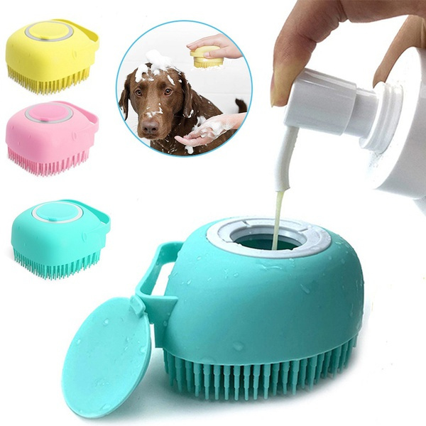 Bathroom Puppy Big Dog Cat Bath Massage Gloves Brush Pet Shampoo Brush ...