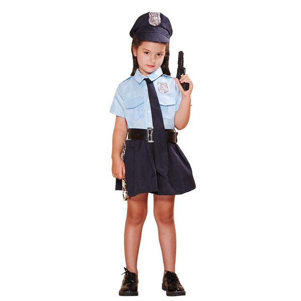Girl's Police Officer Costume Cute Cop Playtime Cosplay Uniform Child ...