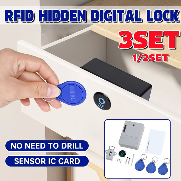 Key Cabinet Drawer Hidden RFID Digital Battery Lock without Perforate Hole DIY 