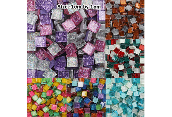 10*10mm 100g Diy Mix Color Glitter Glass Mosaic Stones Mosaic Tiles Glass  Pebbles Crafts Material Puzzle For Diy Mosaic Making -100