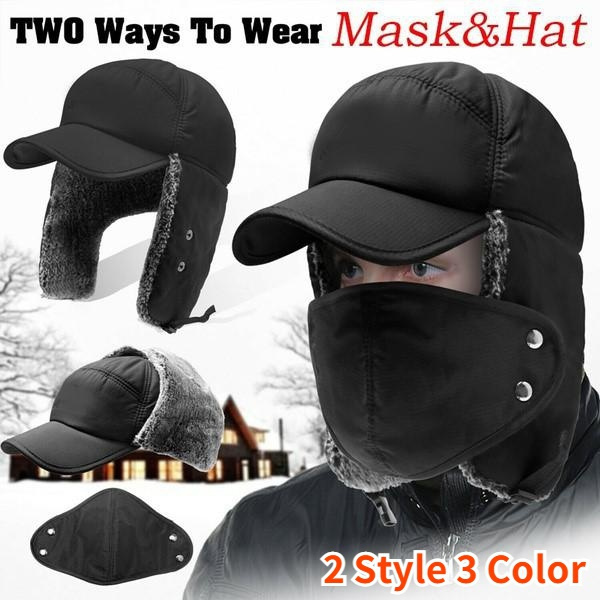 Trend Winter Trapper Hat with Mask Thermal Bomber Hats Men Women