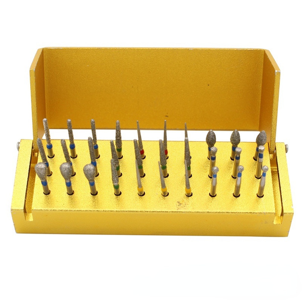 30pcs/set Dental Diamond Burs Drill Disinfection+Block High Speed ...