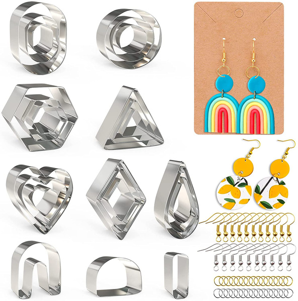 Polymer Clay Cutters, 24 Pcs Clay Earring Cutters with Earring Cards and  Hooks, Clay Cutters for Polymer Clay Jewelry Making