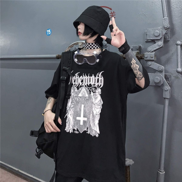 2021 Emo Style Mall Goth Tops Manga Gothic Punk Goth Harajuku Tshirt ...