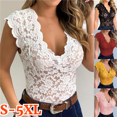 Summer, Lace, slim, sexyblouse