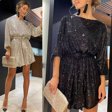 Mini, womensequinvestido, Long Sleeve, Cocktail Party Dress