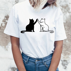 cute, cattop, Summer, print shirt