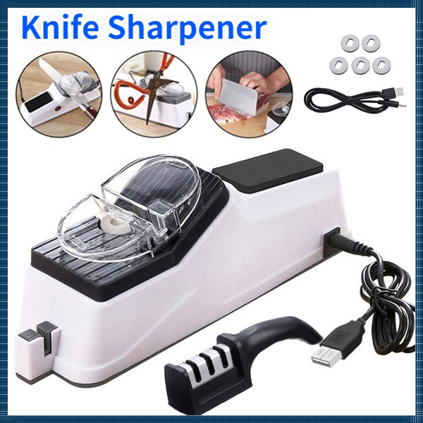 Upgrade Adjustable Multi-function Kitchen Sharpener USB Electric Knife  Sharpener Scissors Sharpening Machine White Kitchen Gadgets Tools  Accessories