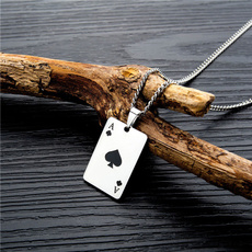 Poker, Stainless Steel, punk necklace, aceofspade