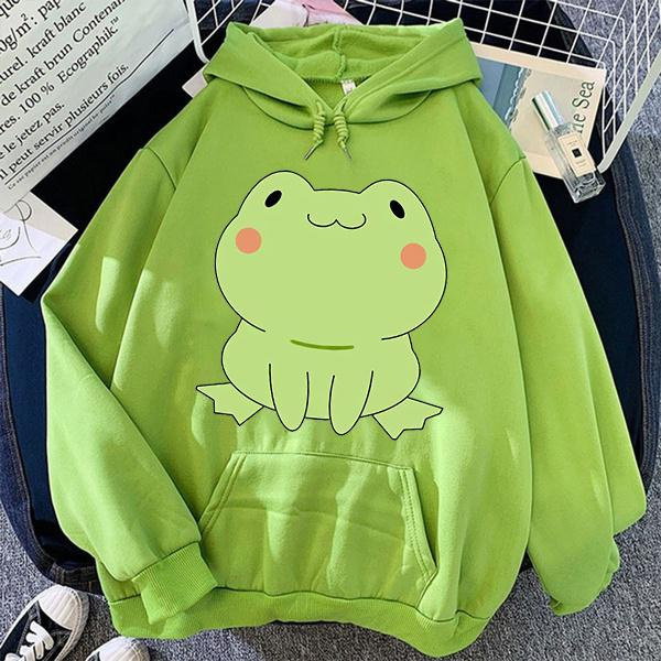 Cute Frog Hoodies Harajuku Casual Streetwear Graphic Print Sweatshirts  Unisex Hoodies