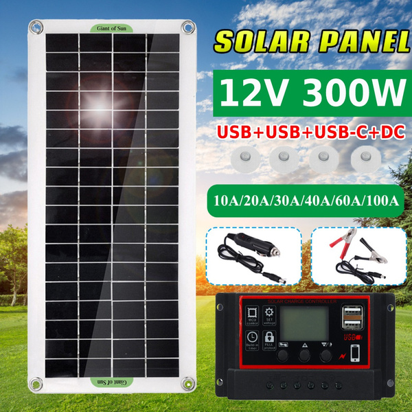Solar 300W 12V Solar Panel Kit With 100A Battery Charger Controller Boat RV Caravan 