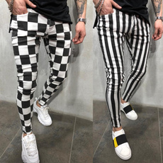 Fashion, plaid, Striped, men trousers