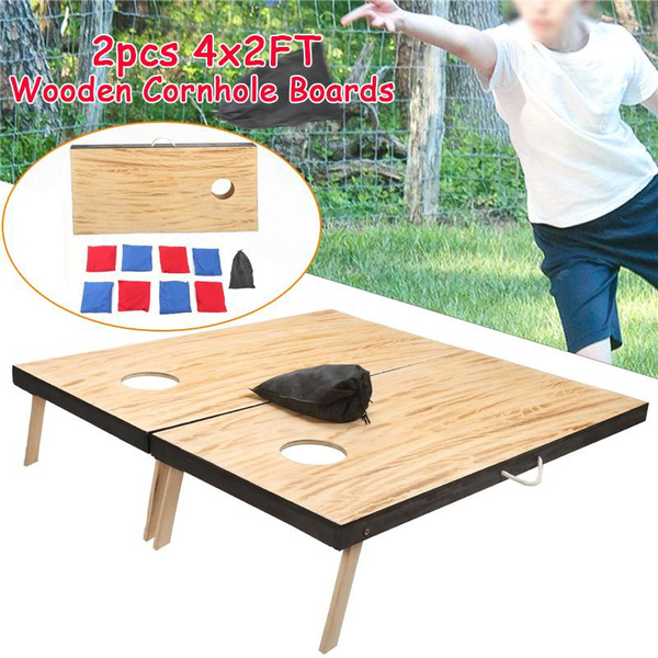 Cornhole Boards Set – Regulation Size 4x2 Ft, Aus Massivholz, Mit 8 Bean Bags & Tragetasche, Für Outdoor-Spiele