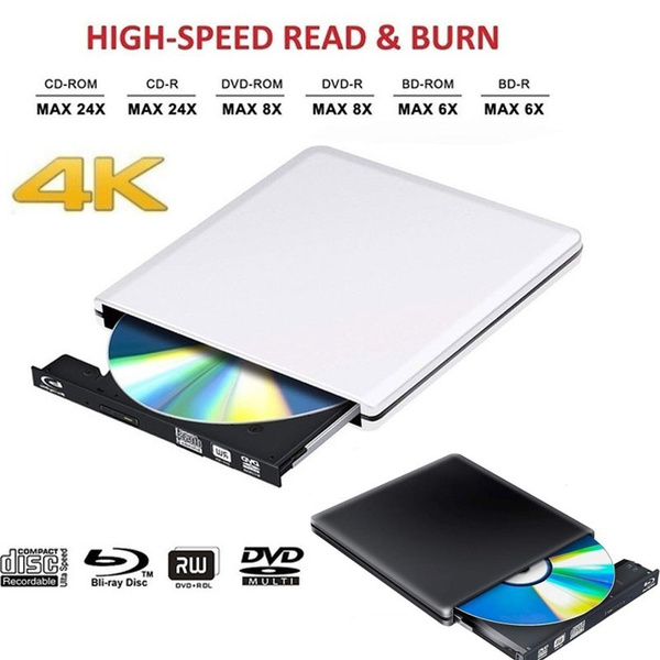 New Ultra-thin USB 3.0 External Blu-ray High Speed CD DVD Drive 4K 3D ...