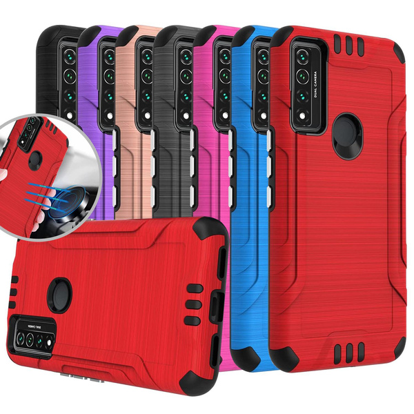 Dual Layer Shockproof Brushed Armor Drop Protection Magnetic Metallic Phone Case Cover For Alcatel TCL 4X 5G T601DL 20 A 5G