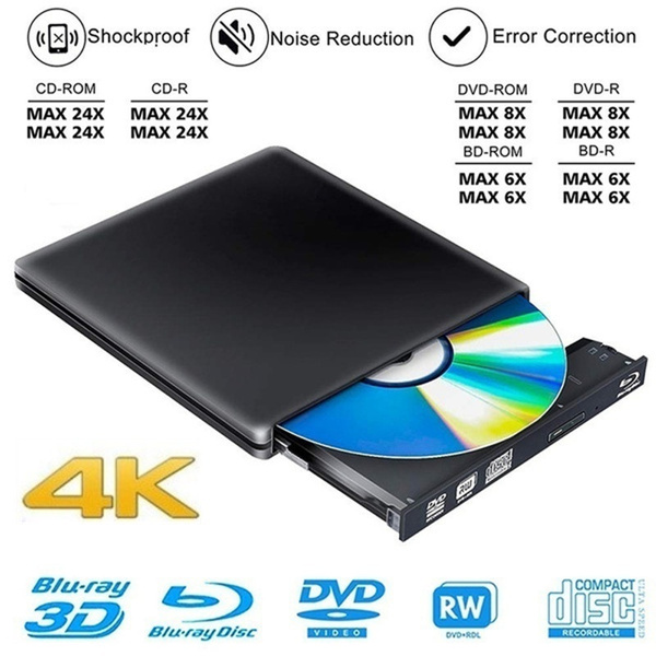 New Ultra-Thin Usb 3.0 External Blu-Ray High Speed Cd Dvd Drive 4K 3D ...