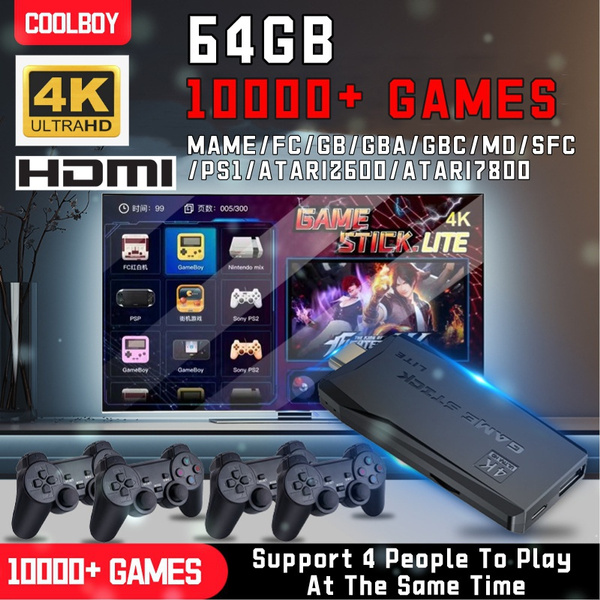 Video Game Stick Lite 4K Console 64G Built-in 10000 Games Retro handheld  Game Console Wireless