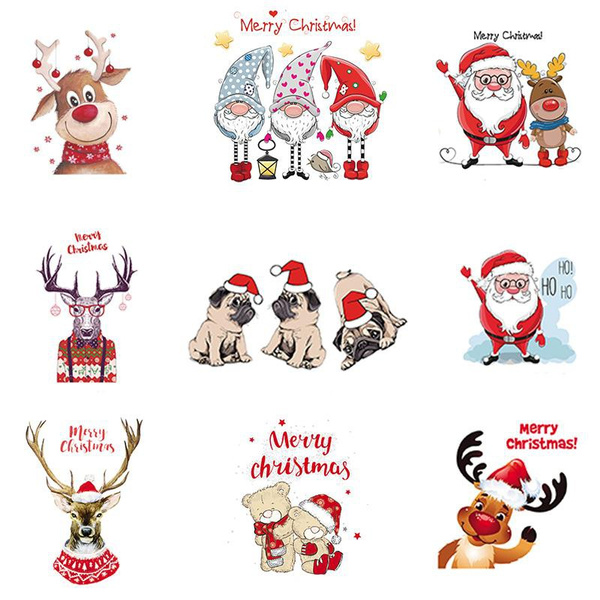 DIY Christmas Heat Transfer Stickers Christmas Parches for Clothing ...