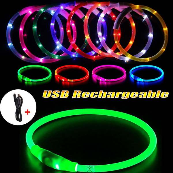 LED Dog Collar, USB Rechargeable, Glowing Pet Dog Collar for Night ...