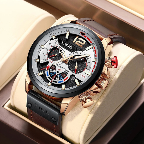 Relogio Masculino New Mens Watches LIGE Top Brand Leather