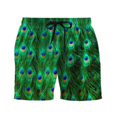 mensportswear, Beach Shorts, peacock, mensswimtrunk