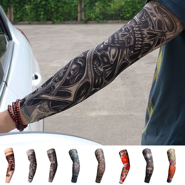 FashCore Tattoo Sleeve 3D Temporary Tattoo Printed Sleeve for Short Hand UV  Protection Outdoor Full Arm Protection Fake Tatto For Men Women Riding  Equipment Multicolor 4 Pair  Amazonin Car  Motorbike