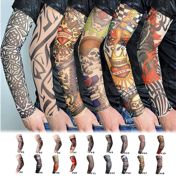 20 Stück Temporäre Tattoo-Ärmel – Verschiedene Muster, Sonnenschutz Für Outdoor-Aktivitäten, 42 Cm