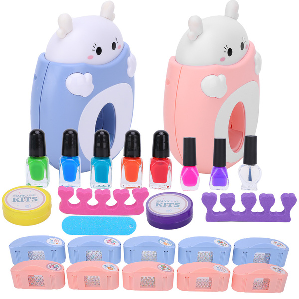 17Pcs/Set DIY Nail Printer Manicure Makeup Toys Kids Nail Art Kit Pretend  Play Toys Set Gift For Girls Toys Nail Stamper Set